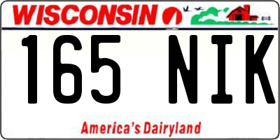 WI license plate 165NIK