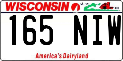 WI license plate 165NIW