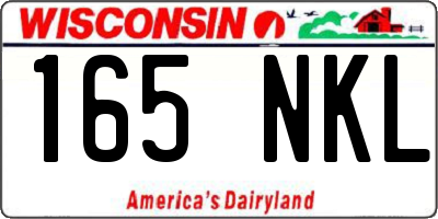 WI license plate 165NKL
