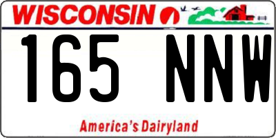 WI license plate 165NNW