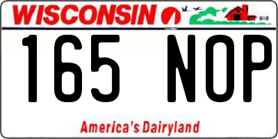 WI license plate 165NOP