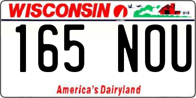 WI license plate 165NOU
