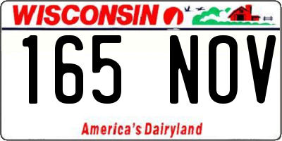 WI license plate 165NOV