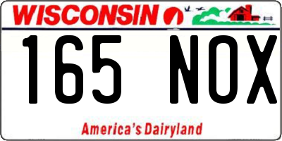 WI license plate 165NOX