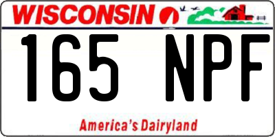 WI license plate 165NPF