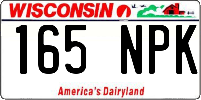 WI license plate 165NPK