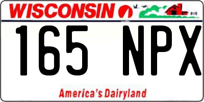 WI license plate 165NPX