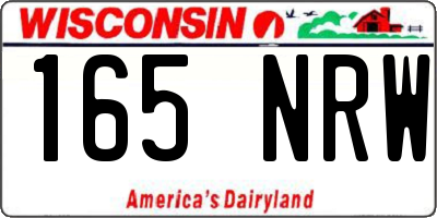 WI license plate 165NRW