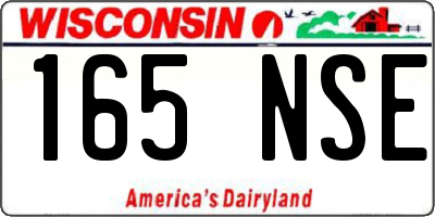 WI license plate 165NSE