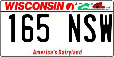 WI license plate 165NSW