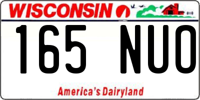 WI license plate 165NUO