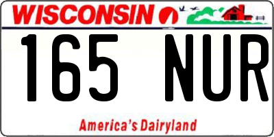 WI license plate 165NUR