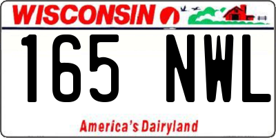 WI license plate 165NWL