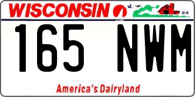 WI license plate 165NWM