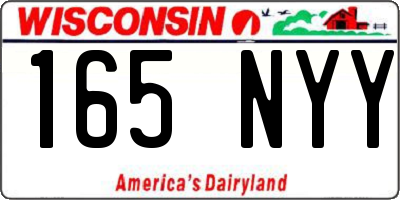 WI license plate 165NYY
