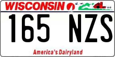 WI license plate 165NZS