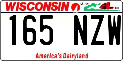 WI license plate 165NZW