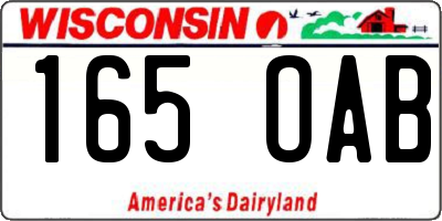 WI license plate 165OAB