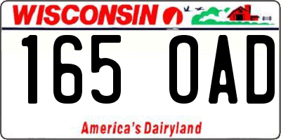 WI license plate 165OAD