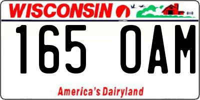 WI license plate 165OAM