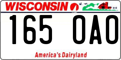 WI license plate 165OAO