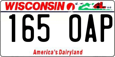 WI license plate 165OAP