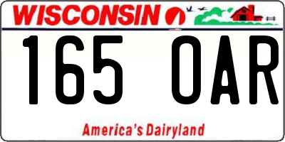 WI license plate 165OAR