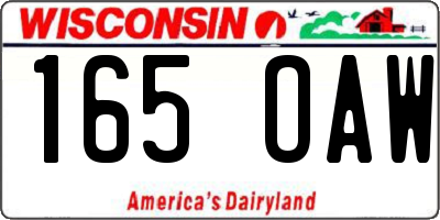 WI license plate 165OAW