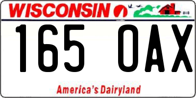 WI license plate 165OAX