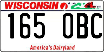 WI license plate 165OBC