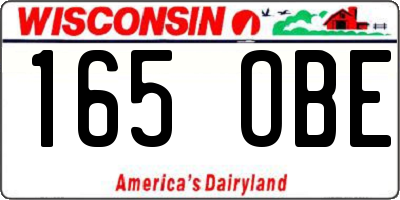 WI license plate 165OBE