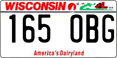 WI license plate 165OBG