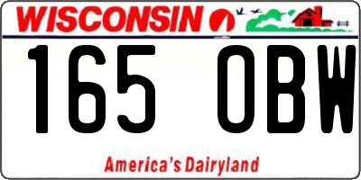 WI license plate 165OBW
