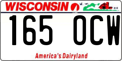 WI license plate 165OCW