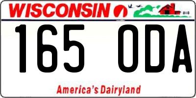 WI license plate 165ODA