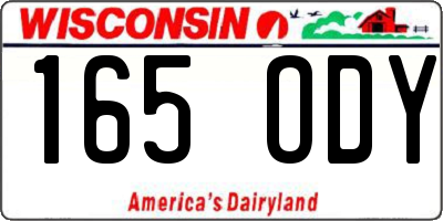 WI license plate 165ODY