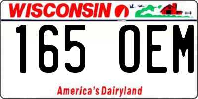 WI license plate 165OEM