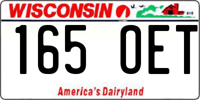 WI license plate 165OET