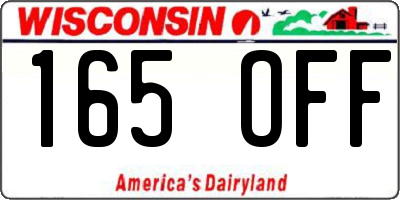 WI license plate 165OFF