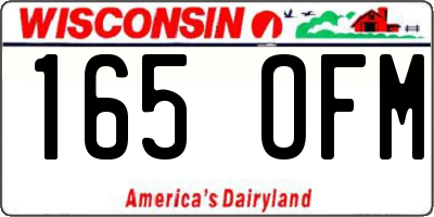 WI license plate 165OFM