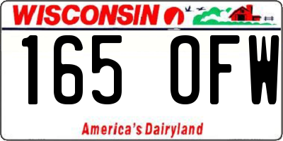 WI license plate 165OFW
