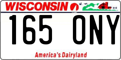 WI license plate 165ONY