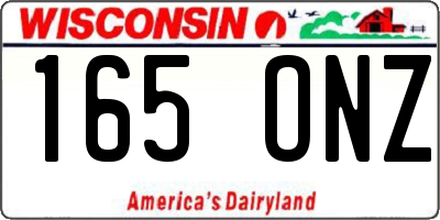 WI license plate 165ONZ