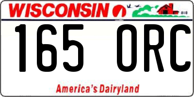WI license plate 165ORC