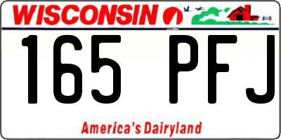 WI license plate 165PFJ