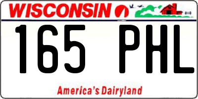 WI license plate 165PHL
