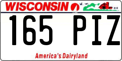 WI license plate 165PIZ
