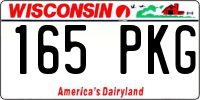 WI license plate 165PKG