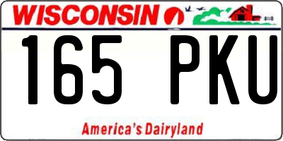 WI license plate 165PKU