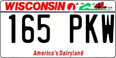 WI license plate 165PKW